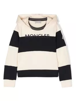 Moncler Enfant худи с вышитым логотипом, нейтральный цвет