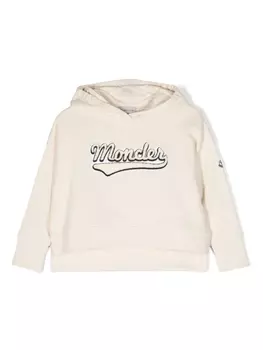 Moncler Enfant худи с вышитым логотипом, нейтральный цвет