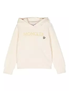 Moncler Enfant худи с вышитым логотипом, нейтральный цвет