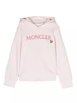 Moncler Enfant худи с вышитым логотипом, розовый