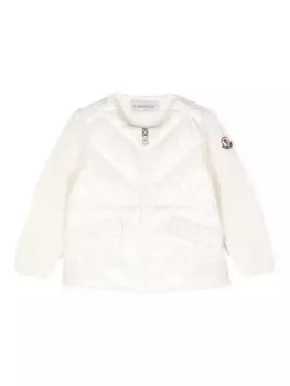 Moncler Enfant кардиган с нашивкой-логотипом, белый