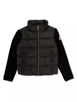 Moncler Enfant кардиган с нашивкой-логотипом, черный