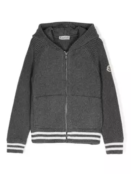 Moncler Enfant кардиган с нашивкой-логотипом, серый