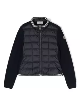 Moncler Enfant кардиган со стегаными вставками, синий