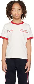Moncler Enfant Kids Белая футболка с вышивкой