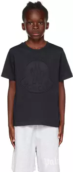 Moncler Enfant Kids Темно-синяя футболка с тиснением
