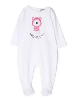 Moncler Enfant комбинезон для новорожденного с логотипом, белый
