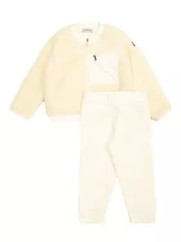 Moncler Enfant комплект брюк с вышитым логотипом, нейтральный цвет