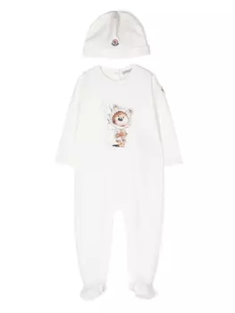 Moncler Enfant комплект для новорожденного с логотипом, белый