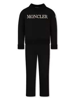 Moncler Enfant комплект из двух частей спортивного костюма с нашивкой-логотипом, черный