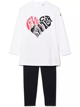 Moncler Enfant комплект из легинсов и топа с принтом Love Moncler, белый