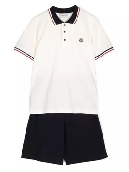 Moncler Enfant комплект из рубашки поло и шортов, белый