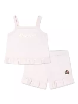 Moncler Enfant комплект из топа и шортов с оборками, розовый