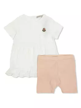 Moncler Enfant комплект шорт с аппликацией логотипа, белый