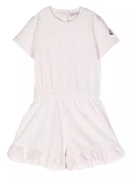 Moncler Enfant короткий комбинезон с логотипом, розовый