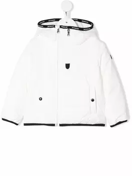 Moncler Enfant куртка на молнии с капюшоном, белый