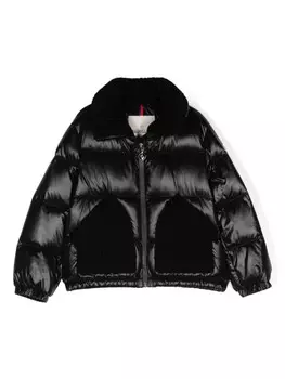 Moncler Enfant куртка-пуховик с трикотажными вставками, черный