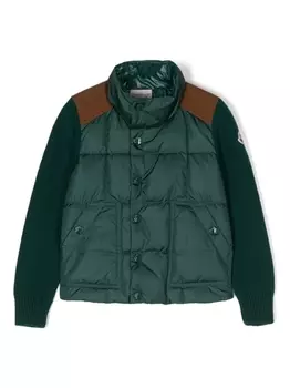 Moncler Enfant куртка с дутыми вставками, зеленый