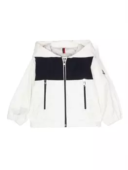 Moncler Enfant куртка с капюшоном и нашивкой-логотипом, белый