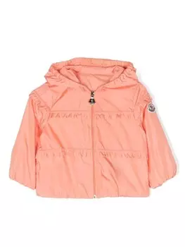Moncler Enfant куртка с капюшоном и нашивкой-логотипом, оранжевый