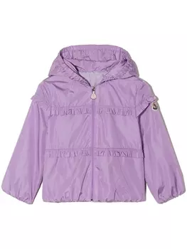 Moncler Enfant куртка с капюшоном и оборками, фиолетовый