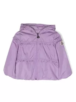 Moncler Enfant куртка с капюшоном и оборками, фиолетовый
