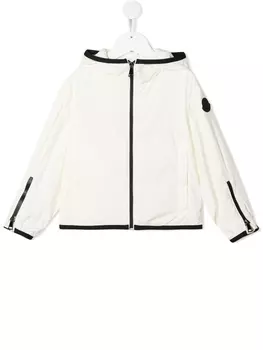 Moncler Enfant куртка с контрастной отделкой, нейтральный цвет