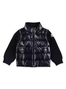 Moncler Enfant куртка с логотипом-нашивкой, черный