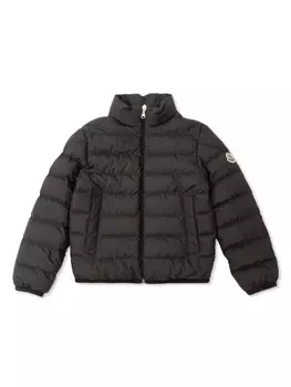 Moncler Enfant куртка с логотипом-нашивкой, черный