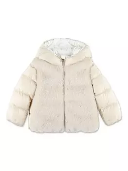 Moncler Enfant куртка с логотипом-нашивкой, нейтральный цвет