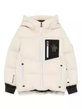 Moncler Enfant куртка с логотипом-нашивкой, нейтральный цвет