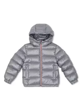 Moncler Enfant куртка с логотипом-нашивкой, серый