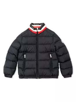 Moncler Enfant куртка с логотипом-нашивкой, синий