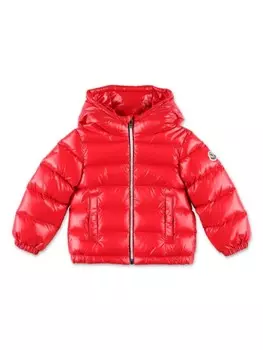 Moncler Enfant куртка с нашивкой-логотипом Aubert, красный