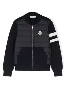 Moncler Enfant куртка с нашивкой-логотипом, синий