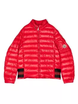 Moncler Enfant куртка с потайным капюшоном, красный