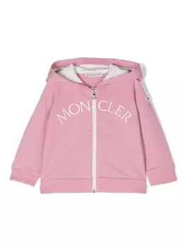 Moncler Enfant куртка с вышитым логотипом, розовый