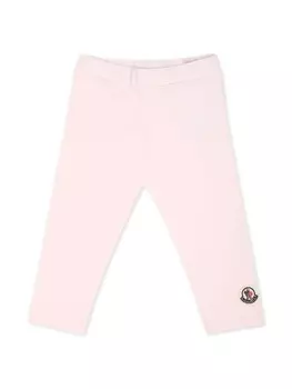 Moncler Enfant леггинсы из хлопковой смеси с нашивкой-логотипом, розовый