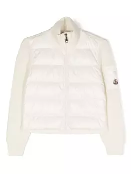 Moncler Enfant logo-patch panelled bomber jacket, белый