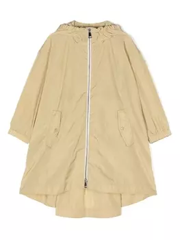 Moncler Enfant непромокаемая куртка с логотипом, коричневый