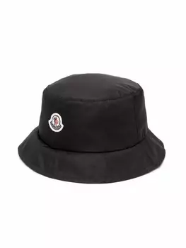 Moncler Enfant панама с нашивкой-логотипом, черный
