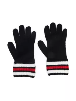 Moncler Enfant перчатки из вирджинской шерсти с нашивкой-логотипом, синий