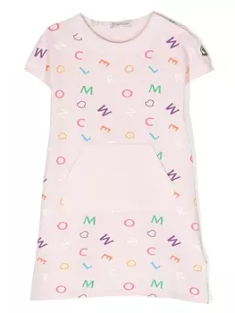 Moncler Enfant платье-футболка с логотипом, розовый