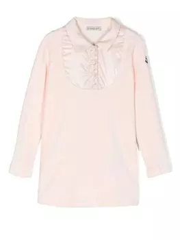 Moncler Enfant платье с длинными рукавами и нашивкой-логотипом, розовый