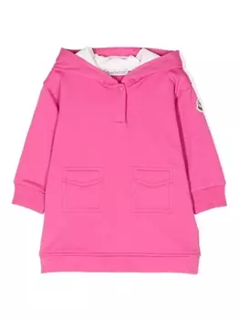 Moncler Enfant платье с капюшоном и нашивкой-логотипом, розовый