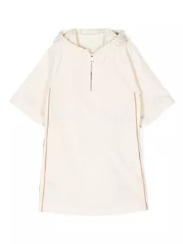 Moncler Enfant платье с короткими рукавами и капюшоном, нейтральный цвет