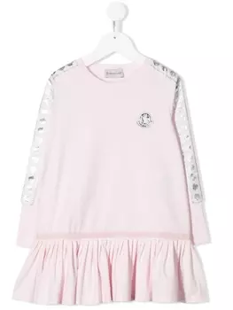 Moncler Enfant платье с нашивкой-логотипом, розовый