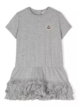 Moncler Enfant платье с нашивкой-логотипом, серый