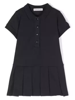 Moncler Enfant платье с плиссированной юбкой, синий
