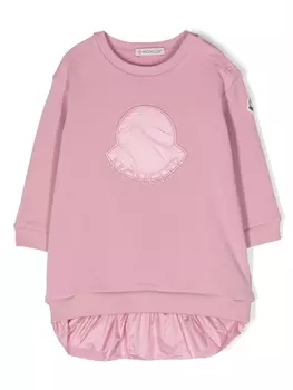 Moncler Enfant платье с вышитым логотипом, розовый